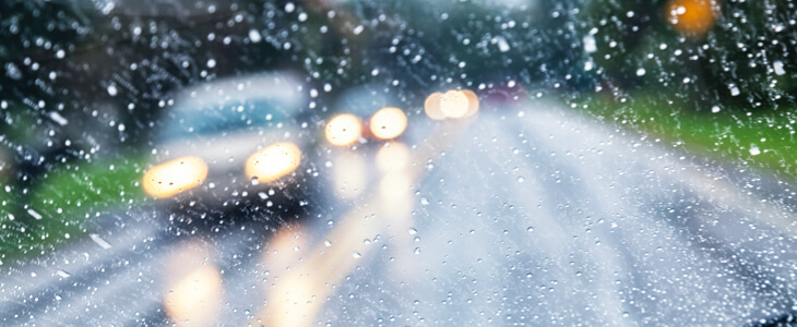 bad weather accident - Driver with bad visibility due to heavy rain