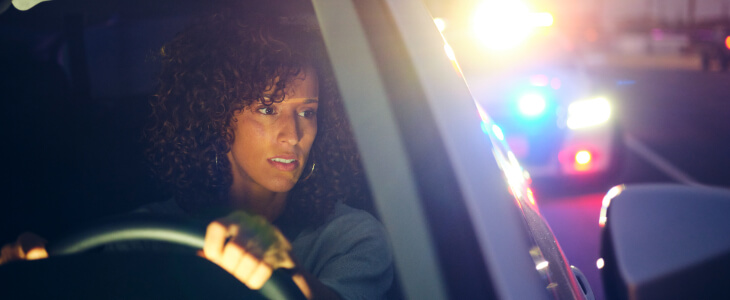 Woman being pulled over by the police