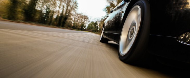 Car speeding down the road