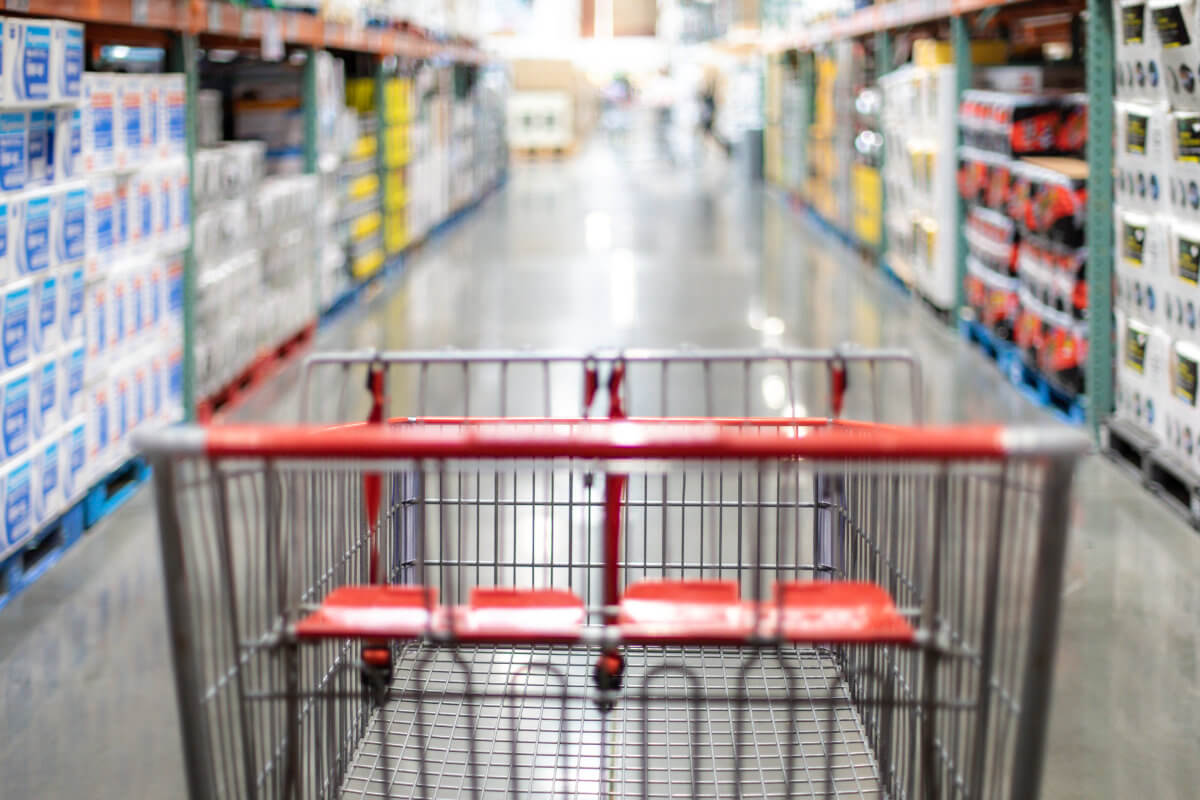 Shopping cart or trolley inside a store