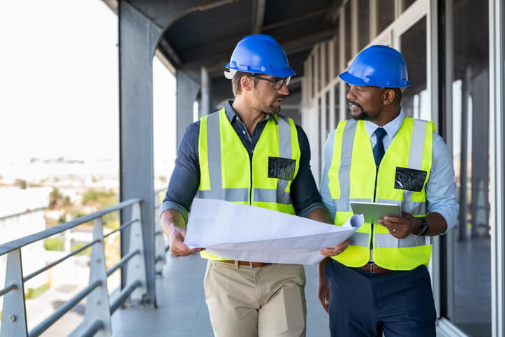 Construction workers at a construction site