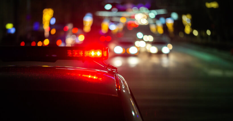 Cop car on the road